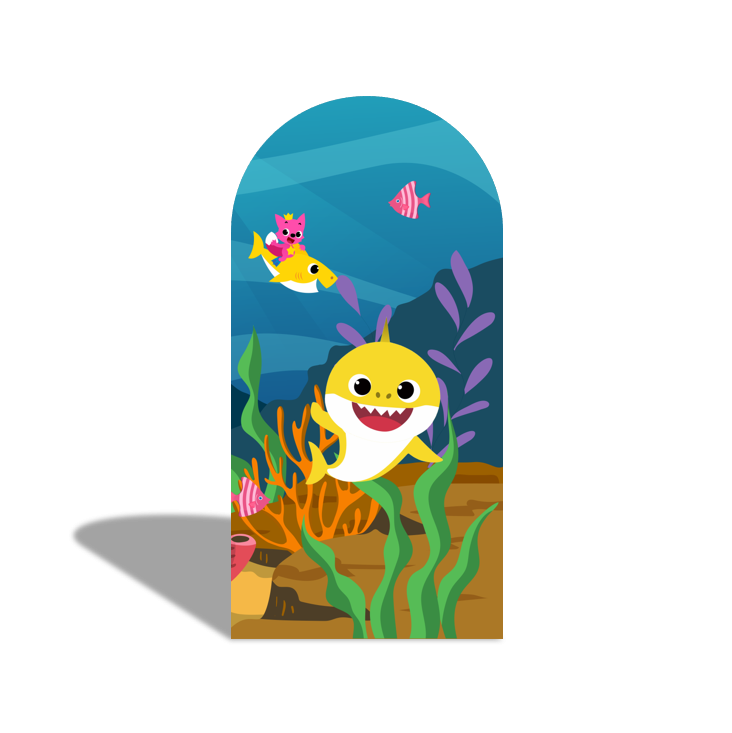 Baby Shark Theme Happy Birthday Party Arch Backdrop Cover