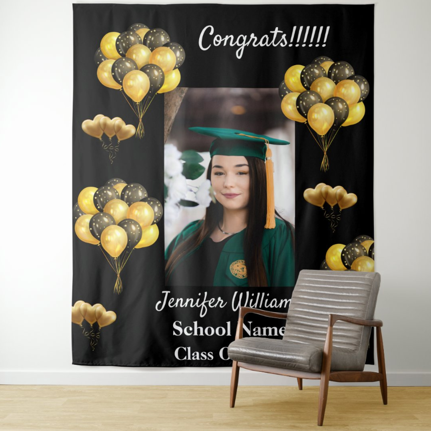 Graduate Birthday Party Decoration Fabric Background Backdrop