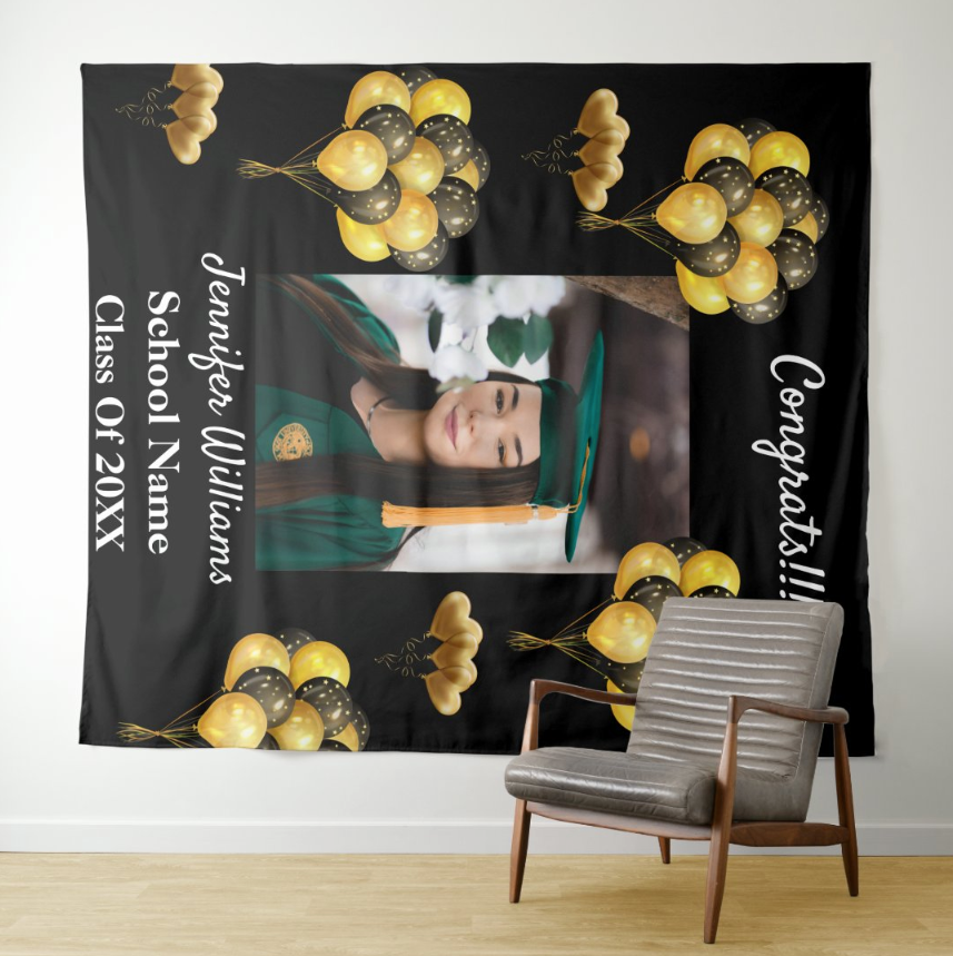 Graduate Birthday Party Decoration Fabric Background Backdrop