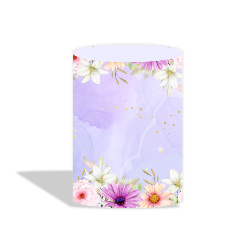 Purple butterfly theme birthday baby shower party decoration round circle backdrop cover plinth cylinder pedestal cover