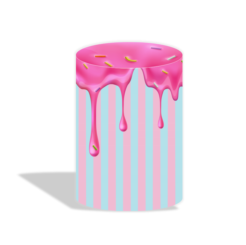 Donut theme birthday baby shower party decoration round circle backdrop cover plinth cylinder pedestal cover