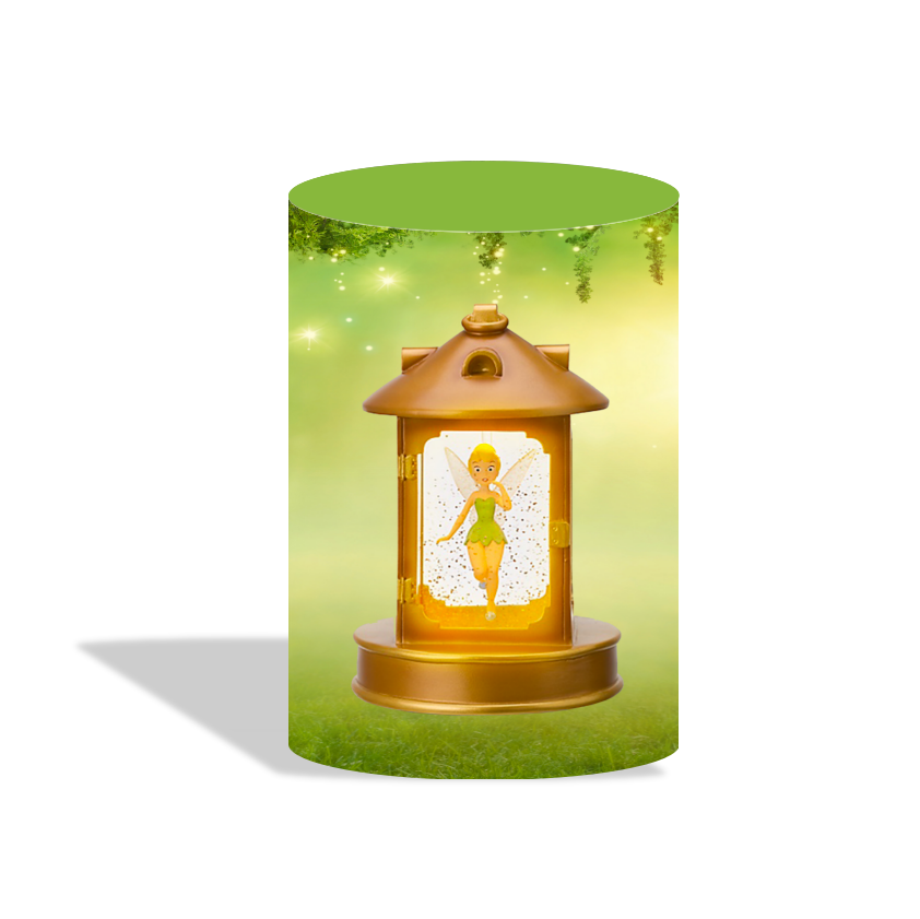 Tinker bell theme birthday party decoration round circle backdrop cover plinth cylinder pedestal cover