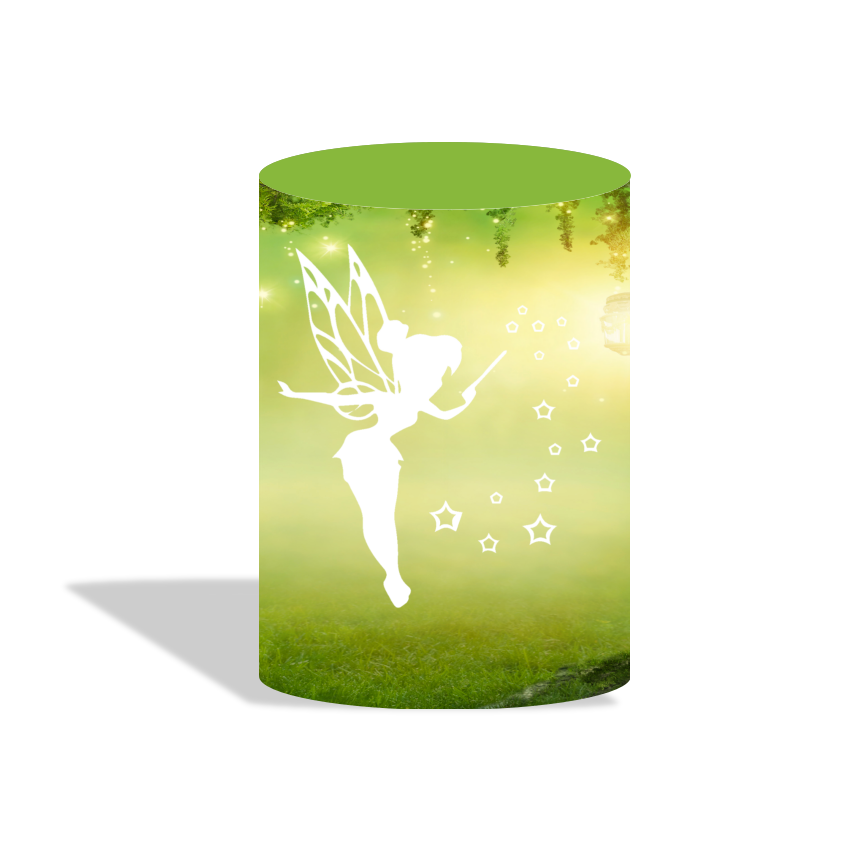 Tinker bell theme birthday party decoration round circle backdrop cover plinth cylinder pedestal cover