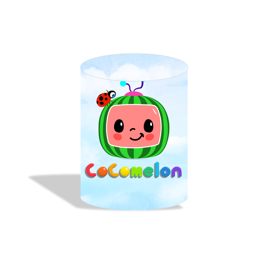 Cocomelon theme birthday party decoration round circle backdrop cover plinth cylinder pedestal cover
