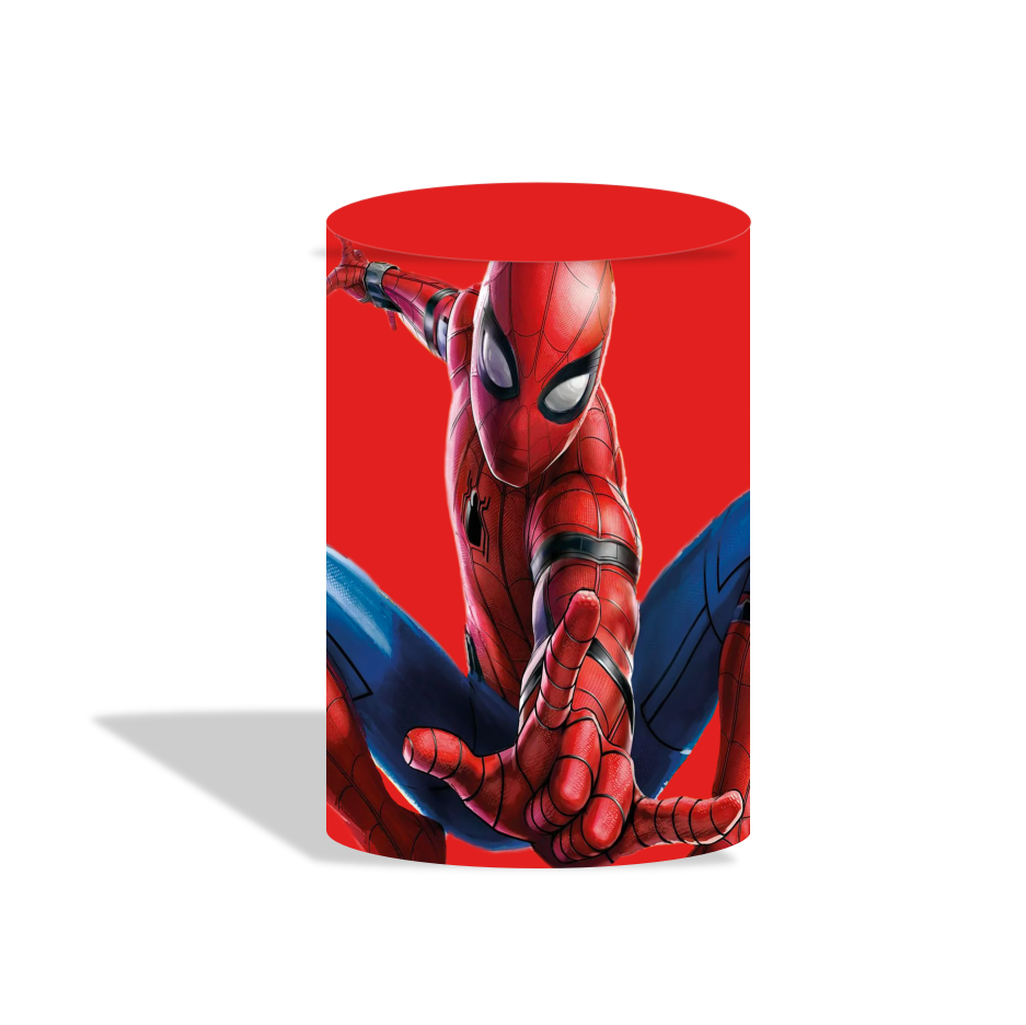Spiderman birthday party decoration round circle backdrop cover plinth cylinder pedestal cover