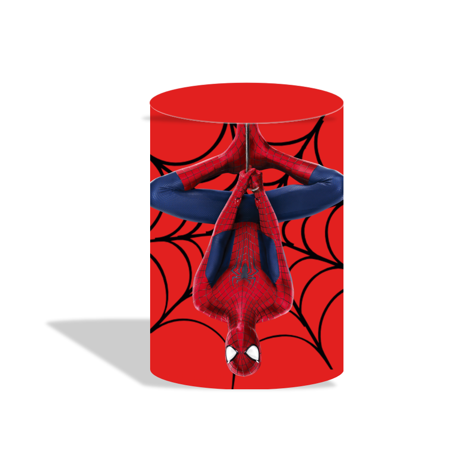 Spiderman birthday party decoration round circle backdrop cover plinth cylinder pedestal cover