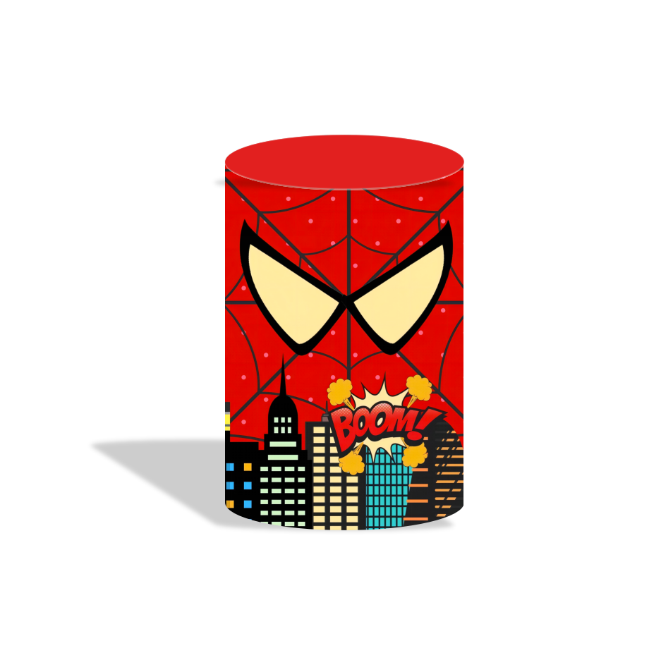 Spiderman birthday party decoration round circle backdrop cover plinth cylinder pedestal cover