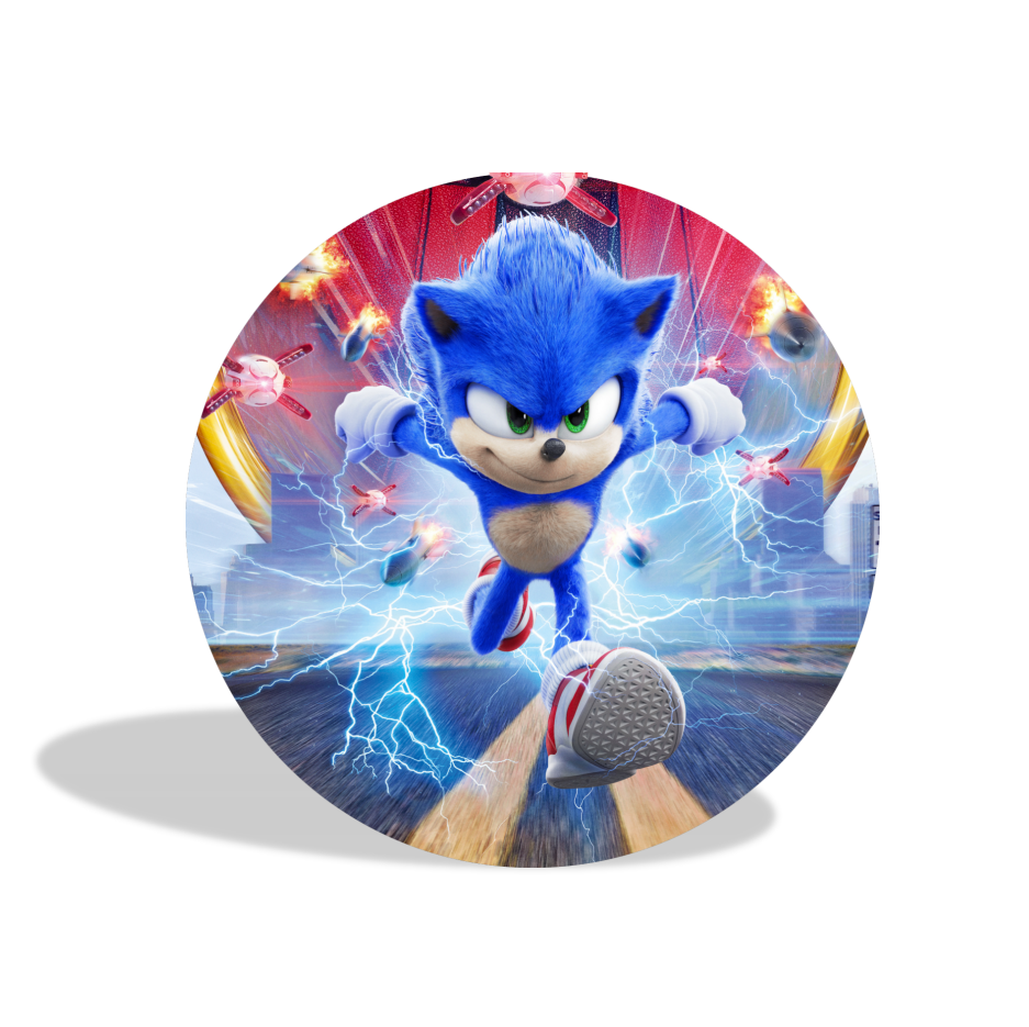 Sonic birthday party decoration round circle backdrop cover plinth cylinder pedestal cover