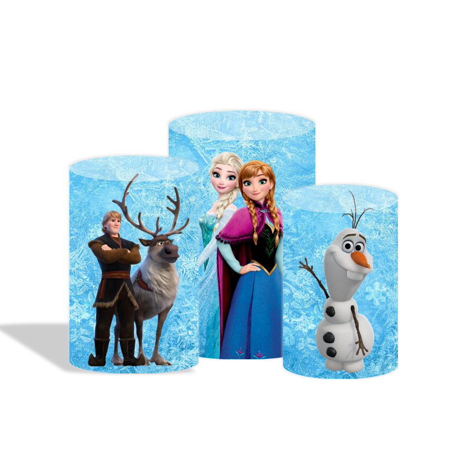 Frozen Lisa Anna princess birthday party decoration round circle backdrop cover plinth cylinder pedestal cover
