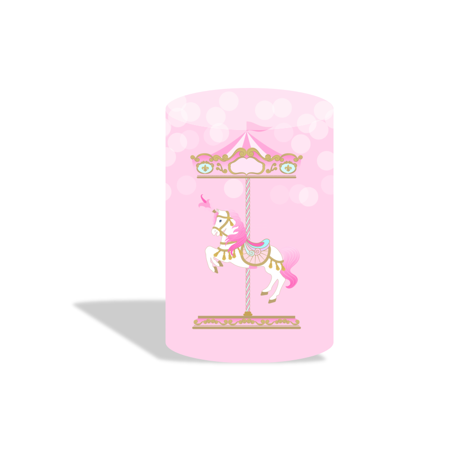 Carousel theme happy birthday party decoration round circle backdrop cover plinth cylinder pedestal cover