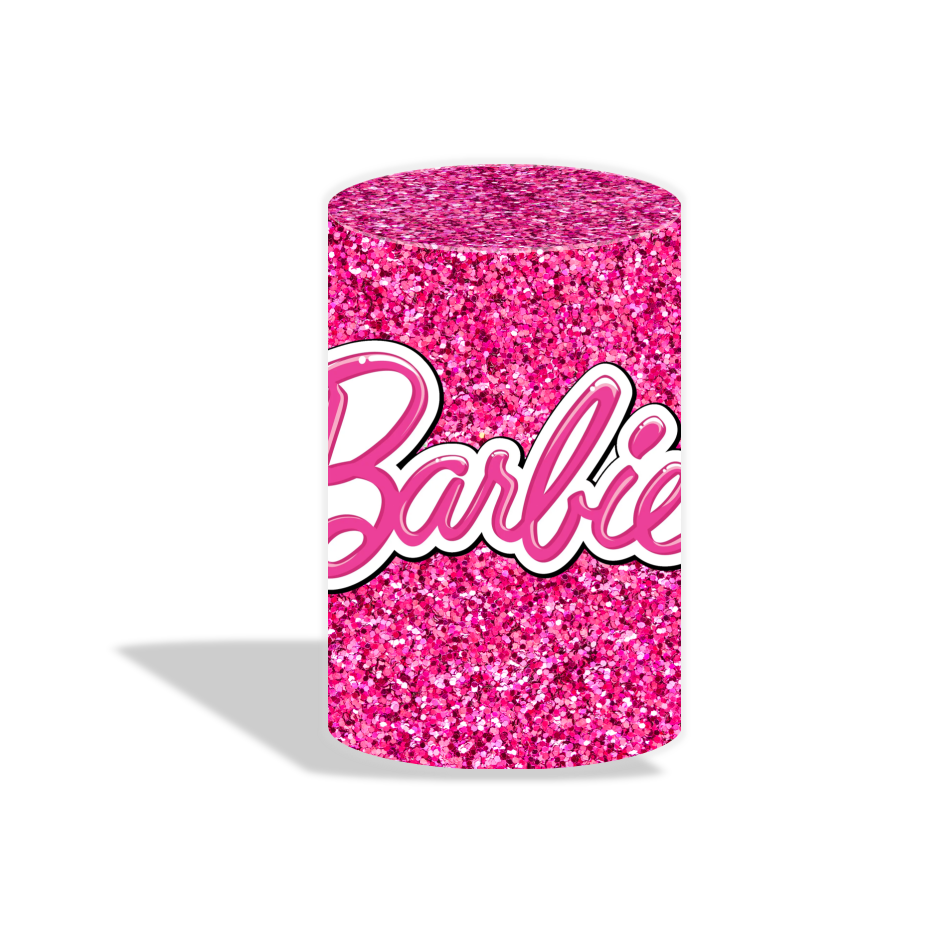 Glitter Barbie birthday party decoration round circle backdrop cover plinth cylinder pedestal cover