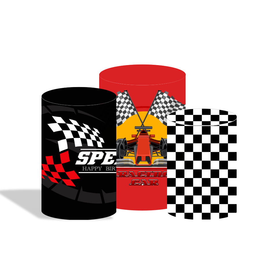 Racing car birthday party decoration round circle backdrop cover plinth cylinder pedestal cloth cover