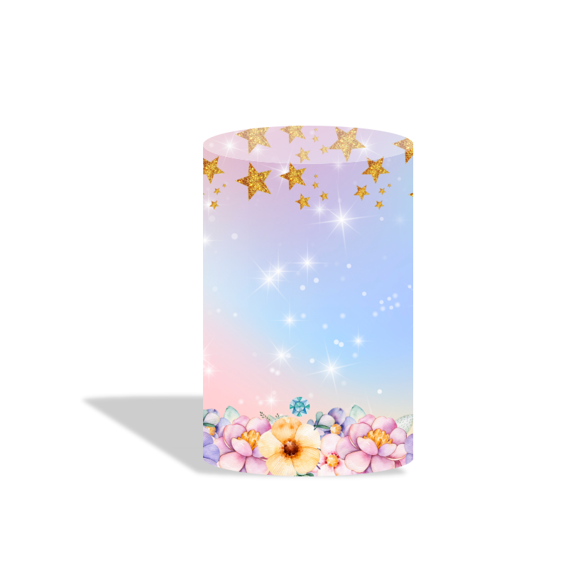 Flora unicorn birthday party decoration round circle backdrop cover plinth cylinder pedestal cloth cover