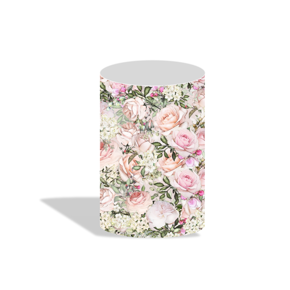 Flora baby elephant birthday baby shower party decoration round circle backdrop cover plinth cylinder pedestal cloth cover