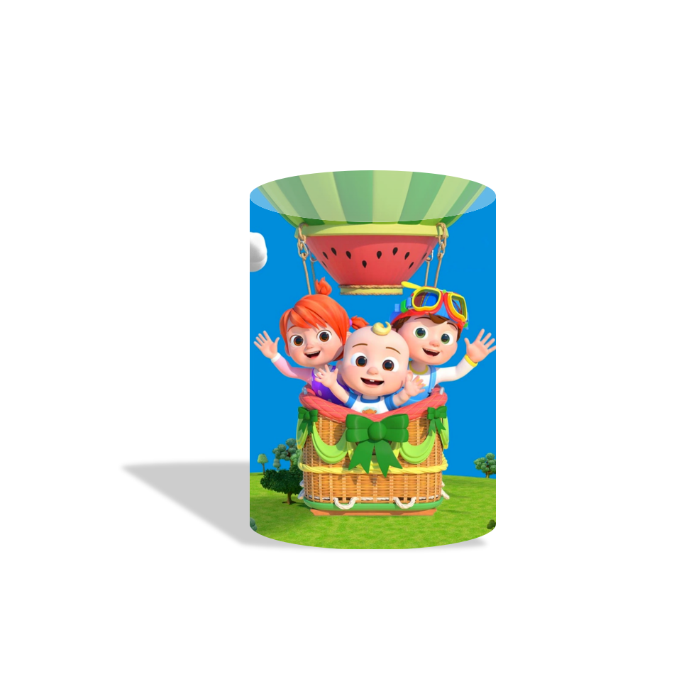 Cocomelon theme round circle backdrop cover plinth cylinder pedestal cloth cover for birthday party decoration