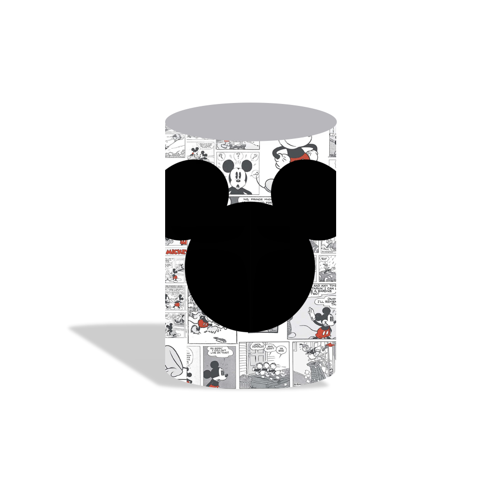 Comic mickey birthday party decoration round circle backdrop cover plinth cylinder pedestal cover