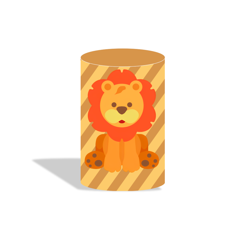 Safari animal birthday party decoration round circle backdrop cover plinth cylinder pedestal cloth cover