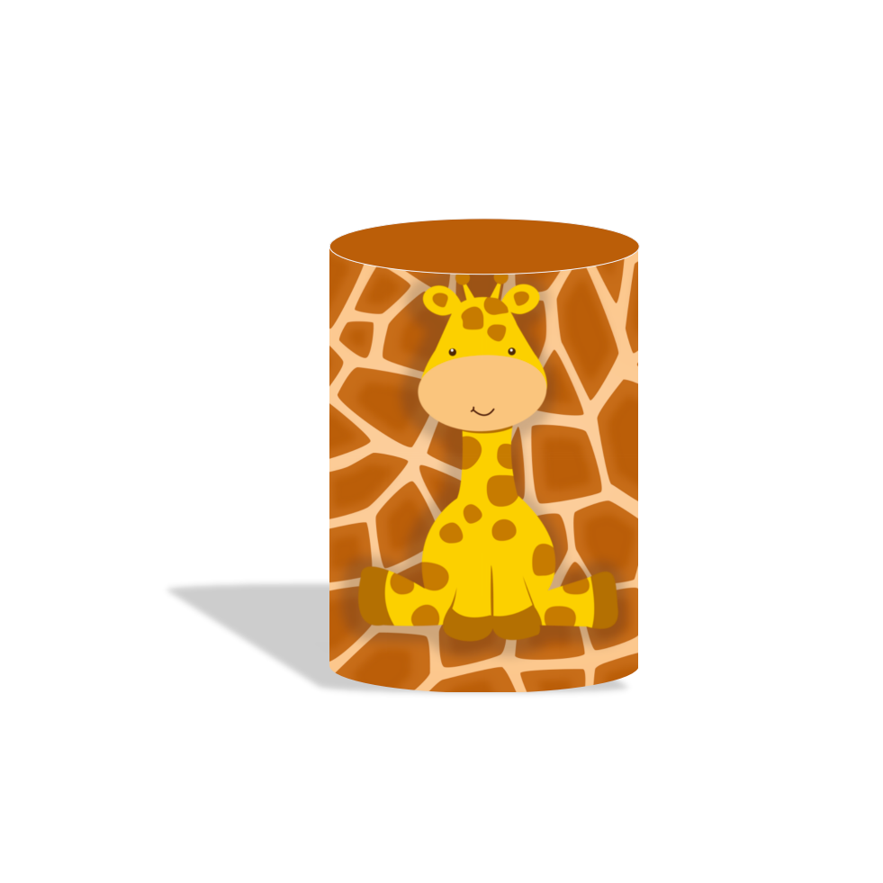 Safari animal birthday party decoration round circle backdrop cover plinth cylinder pedestal cloth cover