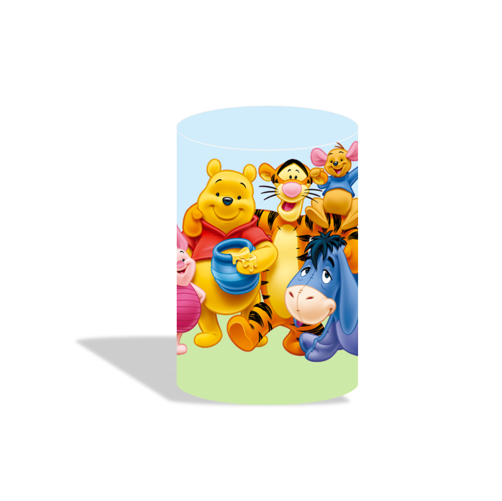 Winnie the poor theme birthday party decoration round circle backdrop cover plinth cylinder pedestal cloth cover