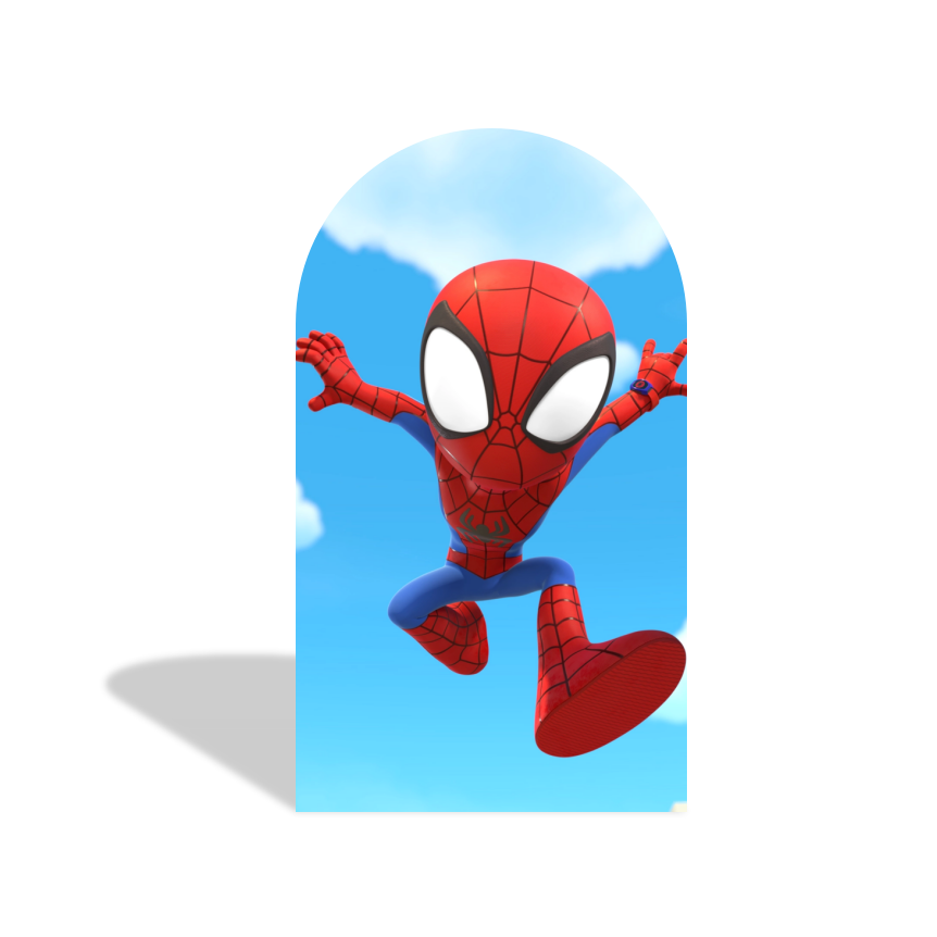 Spidey And His Friend Cartoon Happy Birthday Party Arch Backdrop Wall Cloth Cover