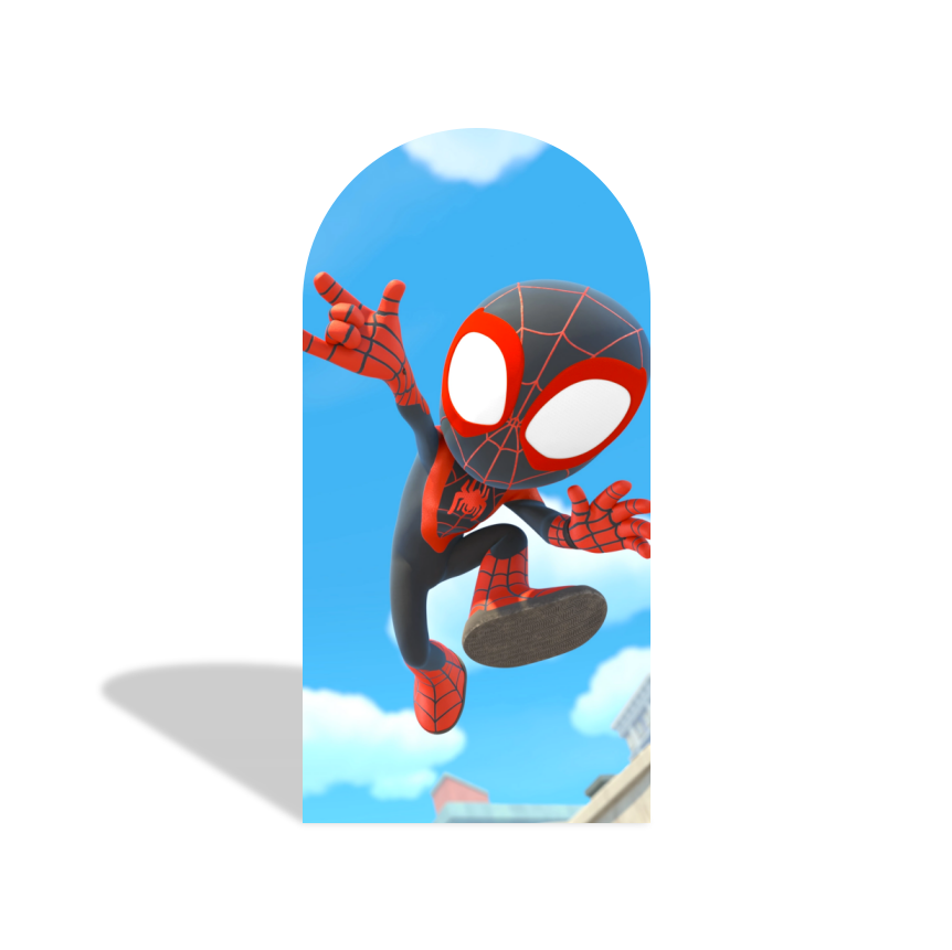 Spidey And His Friend Cartoon Happy Birthday Party Arch Backdrop Wall Cloth Cover
