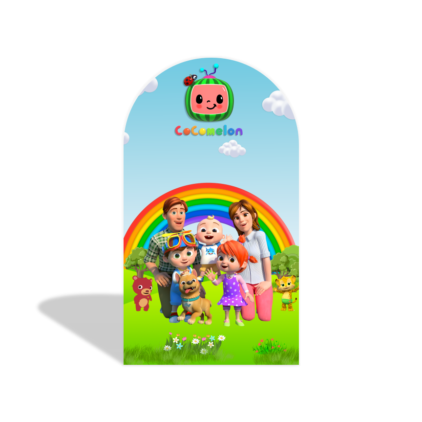Cocomelon Birthday Baby Shower Party Arch Backdrop Wall Cloth Cover