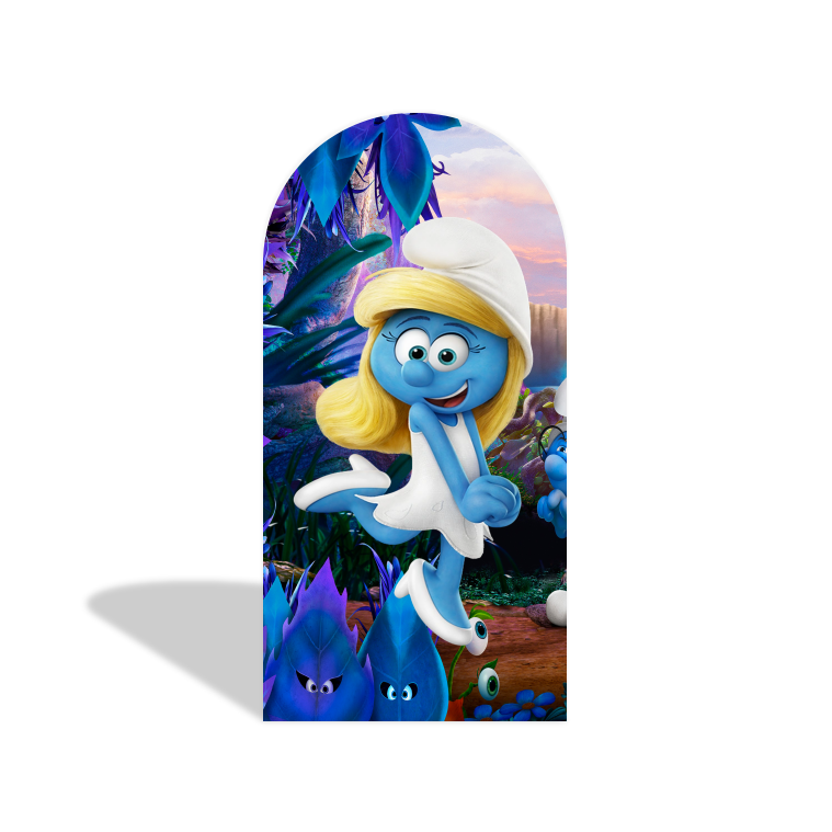 Smurfs Theme Happy Birthday Party Arch Backdrop Wall Cloth Cover