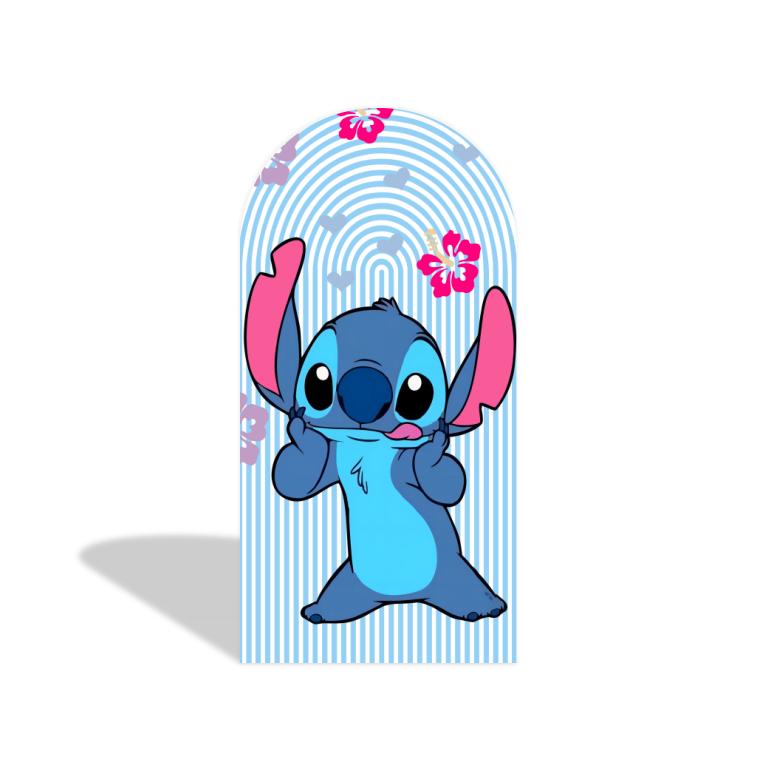 Stitch Theme Happy Birthday Party Arch Backdrop Wall Cloth Cover