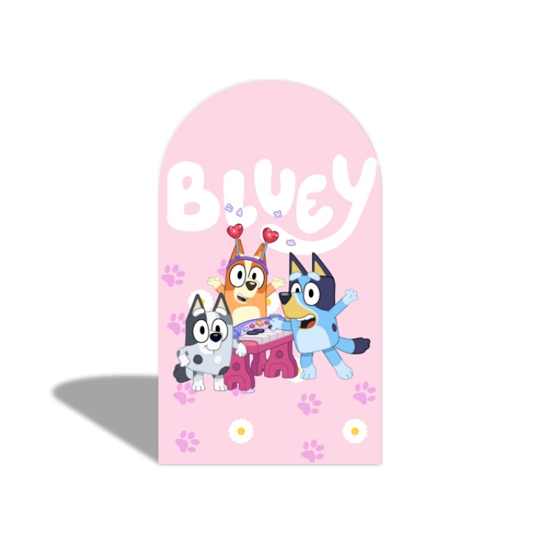 Bluey Happy Birthday Party Arch Backdrop Wall Cloth Cover