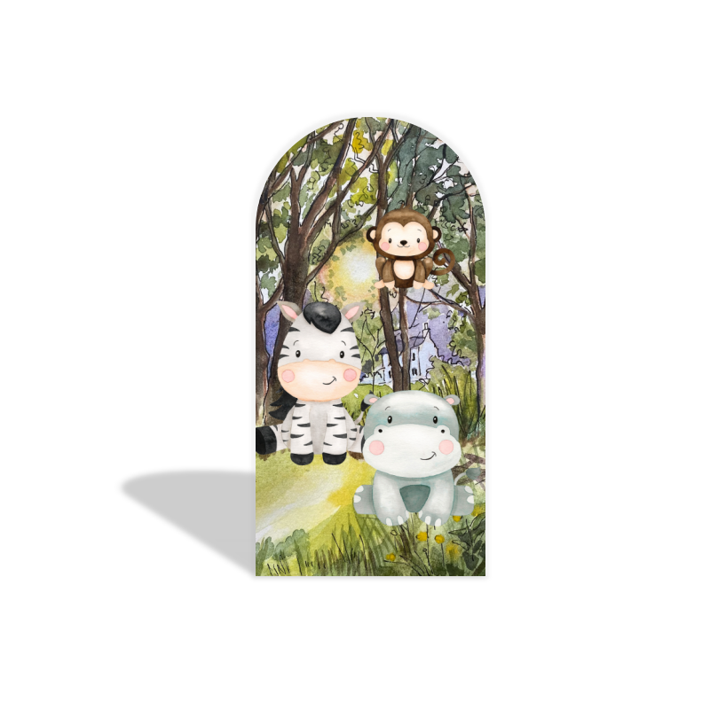 Safari jungle animals arch Birthday Party Arch Backdrop Wall Cloth Cover