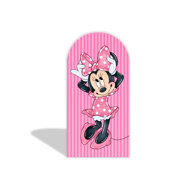 Pink stripes minnie arch Birthday Party Arch Backdrop Wall Cloth Cover