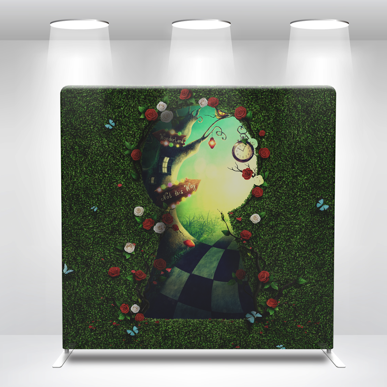 Alice In Wonderland Birthday Baby Shower Party Backdrop Wall Cover With Stand
