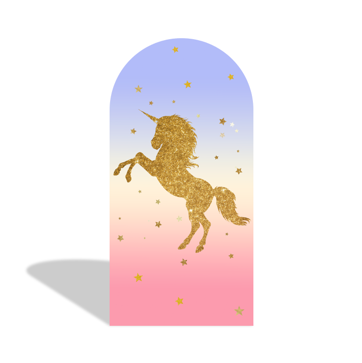 Flora Gold Glitter Unicorn Theme Happy Birthday Party Arch Backdrop Wall Cloth Cover