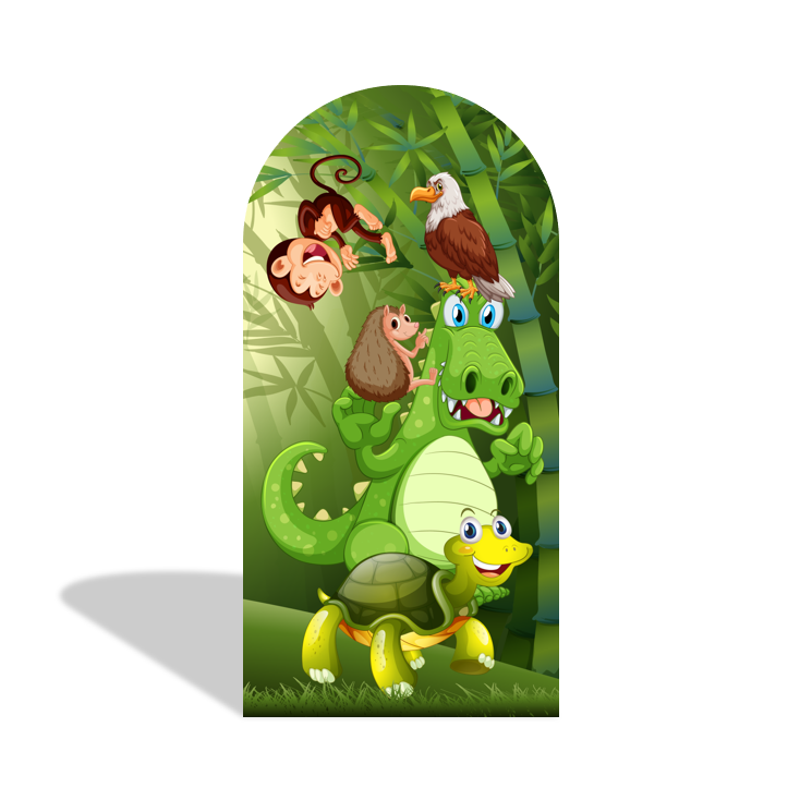 Safari Jungle Wild Happy Birthday Party Arch Backdrop Wall Cloth Cover