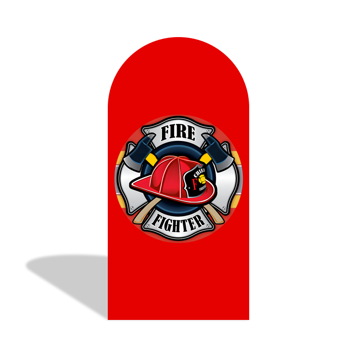 Fireman Firefighter Fire Truck Theme Arch Backdrop Wall Cloth Cover For Birthday Baby Shower Party