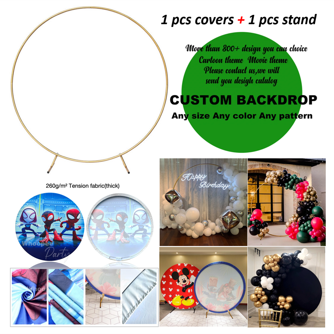 Custom Gold Aluminum Alloy Material Round Backdrop Stand And Cover