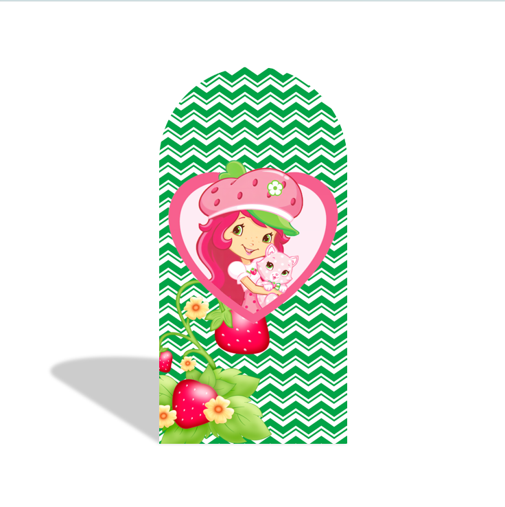 Strawberry Shortcake Theme Happy Birthday Party Arch Backdrop Wall Cloth Cover