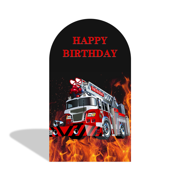 Fireman Firefighter Fire Truck Theme Arch Backdrop Wall Cloth Cover For Birthday Baby Shower Party
