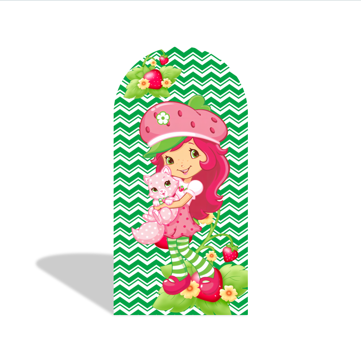Strawberry Shortcake Theme Happy Birthday Party Arch Backdrop Wall Cloth Cover