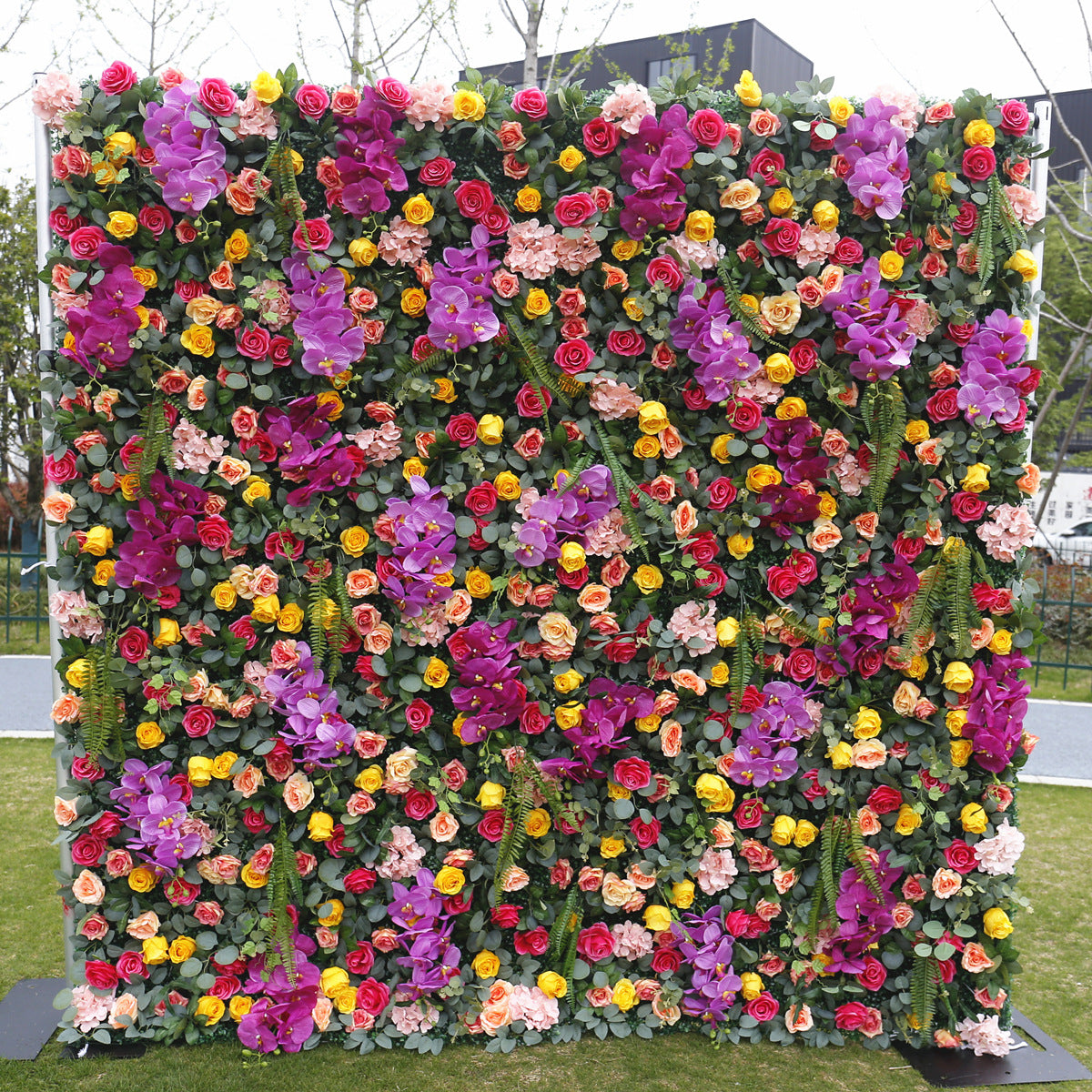 Cloth Curtain Silk Flower Wall For Birthday Wedding Backdrop Decoration Outdoor Event Party Decor Props