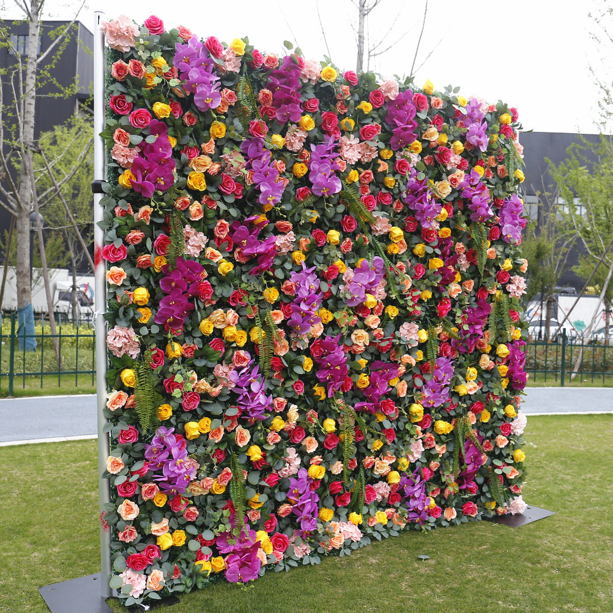 Cloth Curtain Silk Flower Wall For Birthday Wedding Backdrop Decoration Outdoor Event Party Decor Props