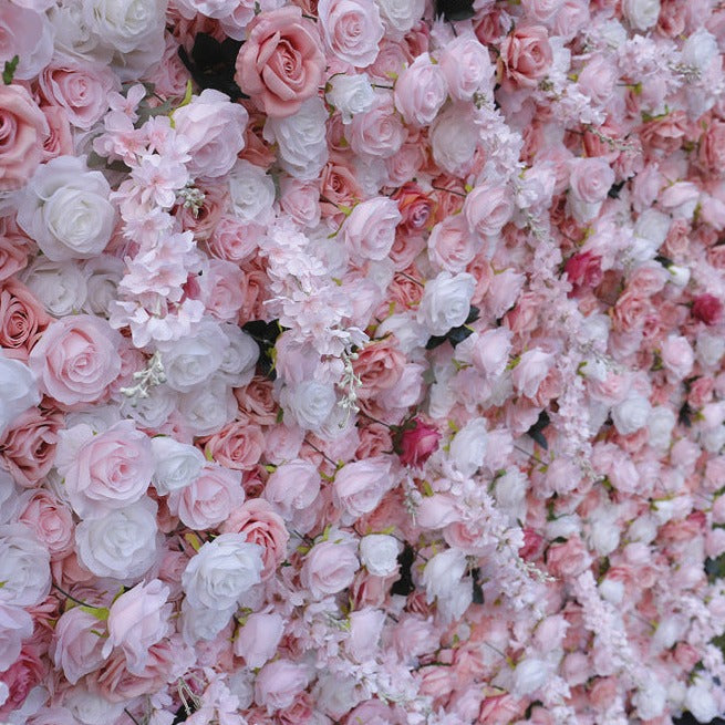 Cloth Curtain Silk Flower Wall For Birthday Wedding Backdrop Decoration Outdoor Event Party Decor Props