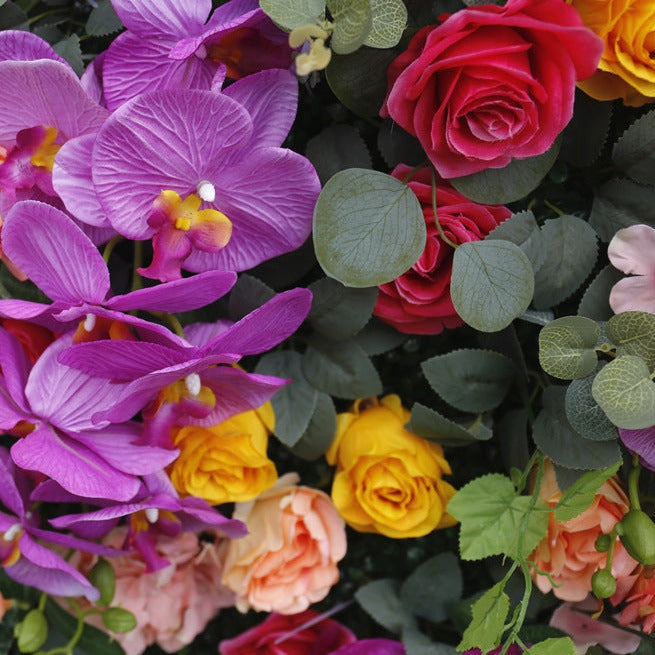 Cloth Curtain Silk Flower Wall For Birthday Wedding Backdrop Decoration Outdoor Event Party Decor Props