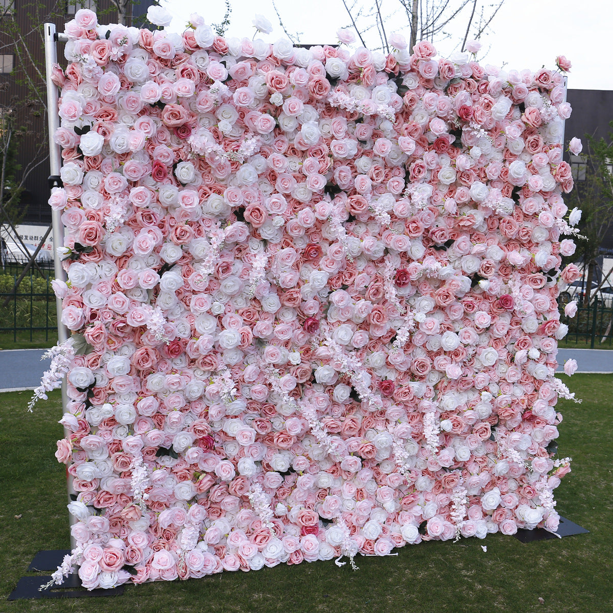 Cloth Curtain Silk Flower Wall For Birthday Wedding Backdrop Decoration Outdoor Event Party Decor Props