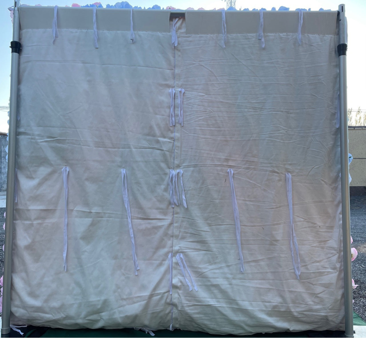 Handmade Artificial Cloth Curtain Silk Blue Flower Wall For Birthday Wedding Backdrop Decoration Outdoor Event Party Decor Props