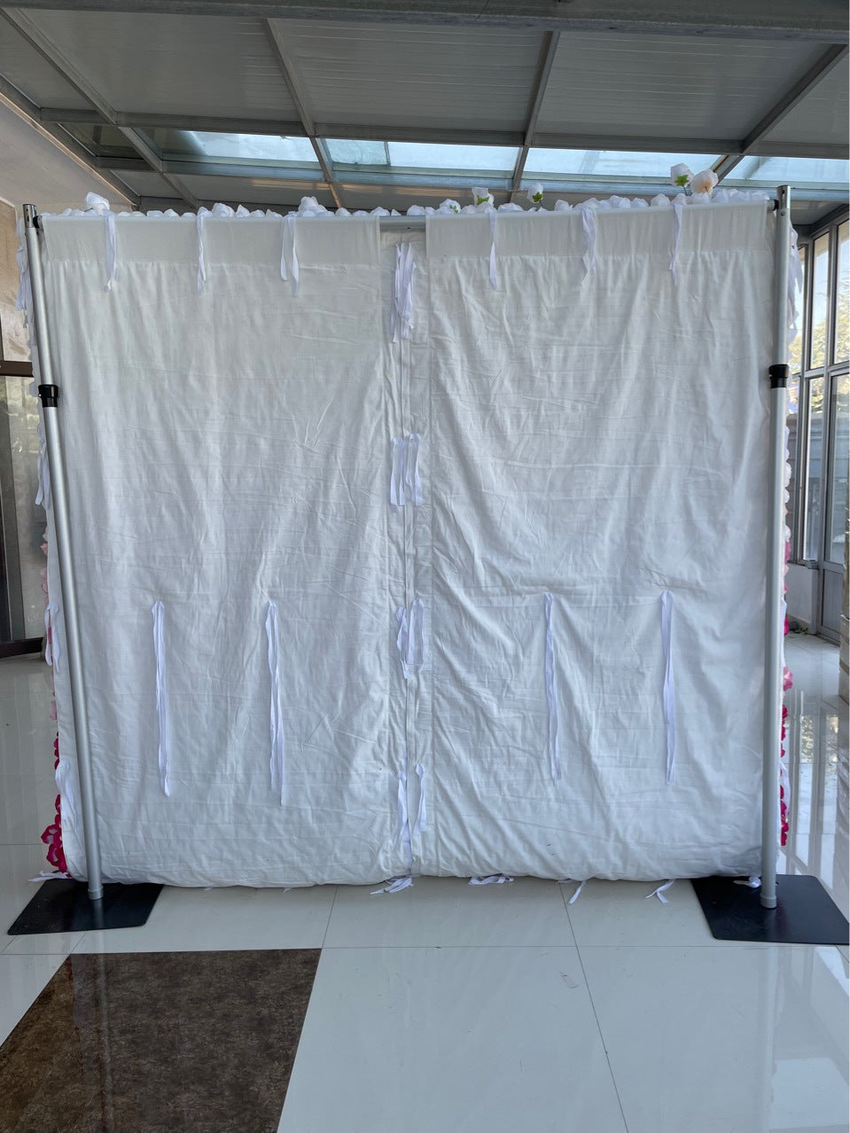 Handmade Artificial Cloth Curtain Silk Flower Wall Wedding Backdrop Decoration Outdoor Event Party Decor Props