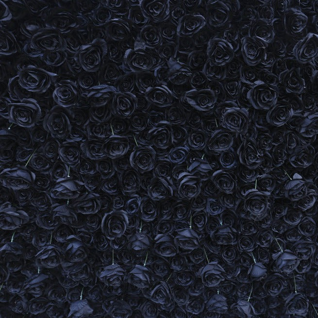 Handmade Artificial Fabric Rolling Up Curtain Black Rose Flower Wall Backdrop For Birthday Wedding Decor