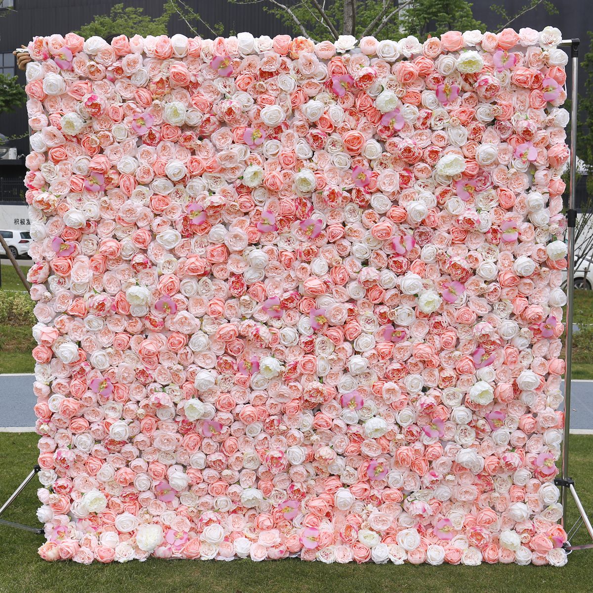 Cloth Curtain Silk Flower Wall For Birthday Wedding Backdrop Decoration Outdoor Event Party Decor Props