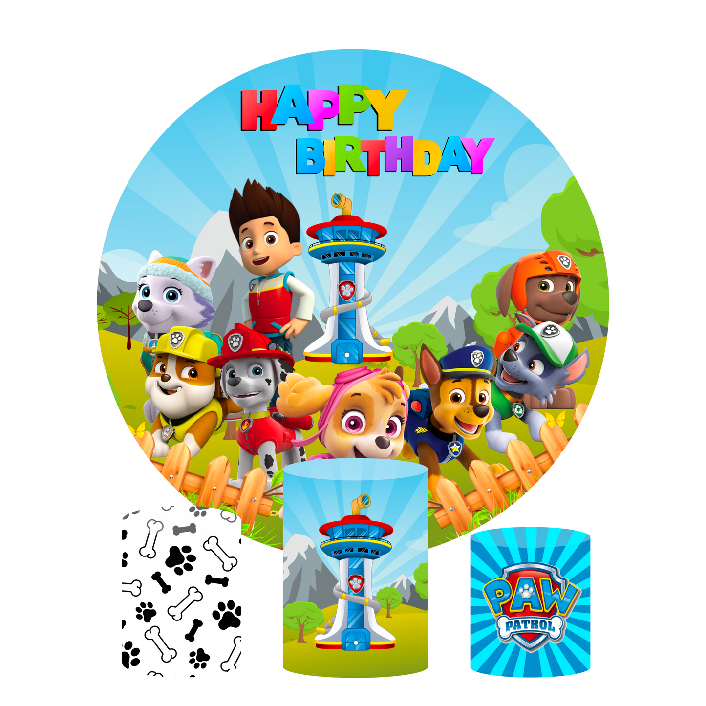 Paw patrol birthday party decoration round circle backdrop cover plinth cylinder pedestal cloth cover