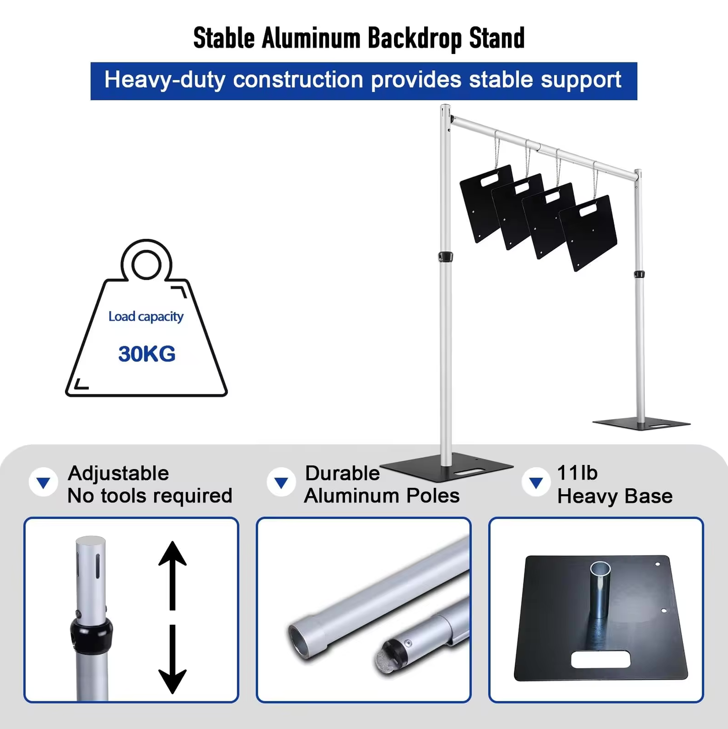 6-10ft Adjustable Portable Pipe And Drape Kit Backdrop Stand for Event & Wedding Decor and Flower Wall